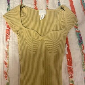 yellow ribbed h&m top
